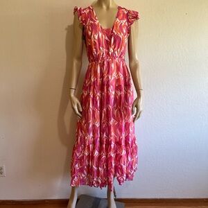 Maeve Vibrant Pink and Orange Maxi Dress Size 4